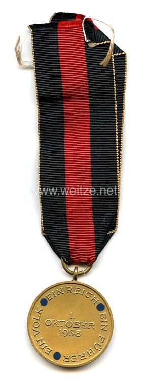 Medaille zur Erinnerung an den 1. Oktober 1938 (Anschluss Sudetenland) Bild 2