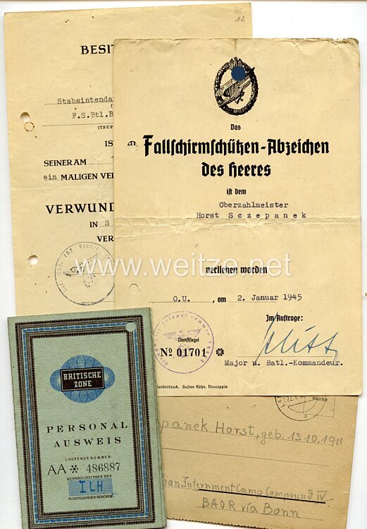 Fallschirmschützenabzeichen des Heeres - Verleihungsurkunde und mit weiteren Dokumenten Bild 2