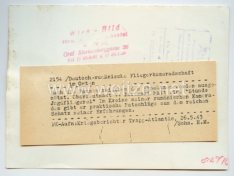 Luftwaffe Pressefoto: Deutsch-rumänische Fliegerkameradschaft im Osten 26.5.1943 Bild 2