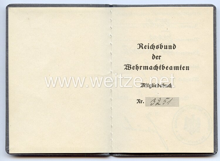 Reichsbund der Wehrmachtbeamten - Mitgliedsbuch Bild 2