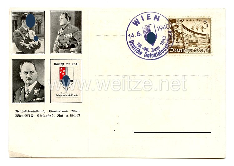 III. Reich - farbige Propaganda-Postkarte Reichskolonialbund 