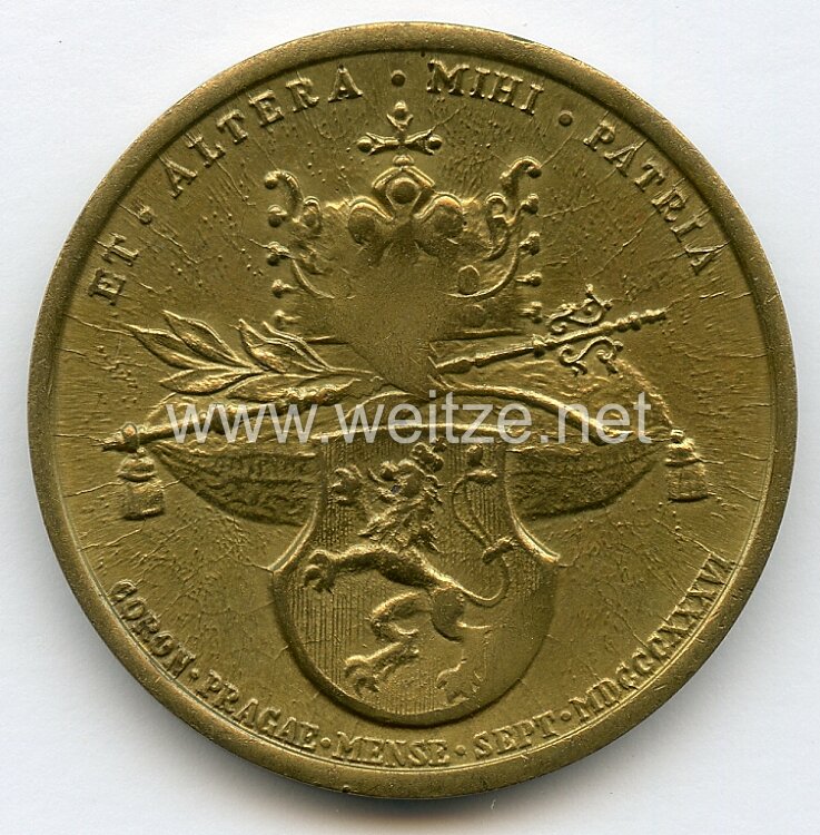 Österreich / K.u.K. Monarchie Nicht tragbare Medaille anlässlich der Krönung Maria Annas von Savoyen zur Königin von Böhmen in Prag 1836 . Bild 2