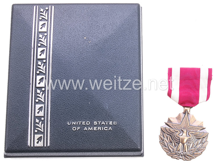 USA - Meritorious Medal in Case with Lapel Pin and Ribbon Bar   Bild 2