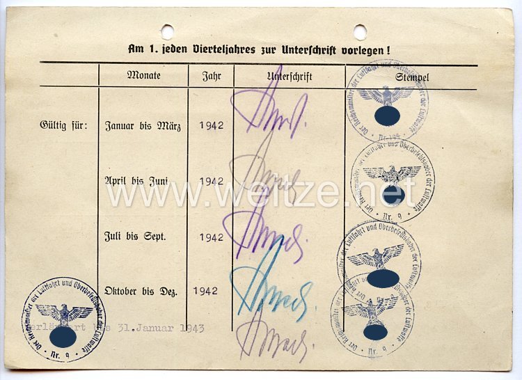 Luftwaffe - Dauer-Fahrbefehl für einen Kraftfahrer und Unteroffizier von der Fahrbereitschaft des Reichsluftfahrtministerium Bild 2