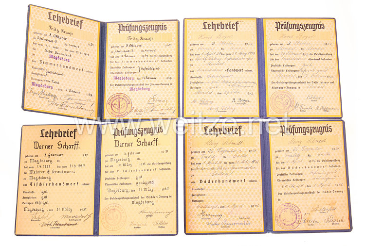 III. Reich - Konvolut von 4 Lehrbrief-Prüfungszeugnisse Bild 2