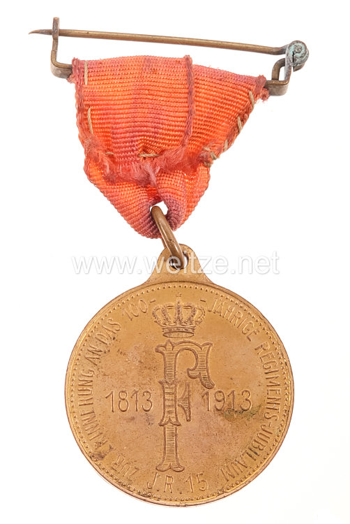 Preußen tragbare Medaille zum 100. Jubiläum 1813-1913 des Infanterie Regiment Prinz Friedrich der Niederlande (2. Westfälisches) Nr. 15 Bild 2