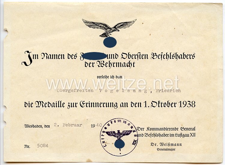 Luftwaffe - Urkundentrio für einen Obergefreiten und späteren Unteroffizier Bild 2