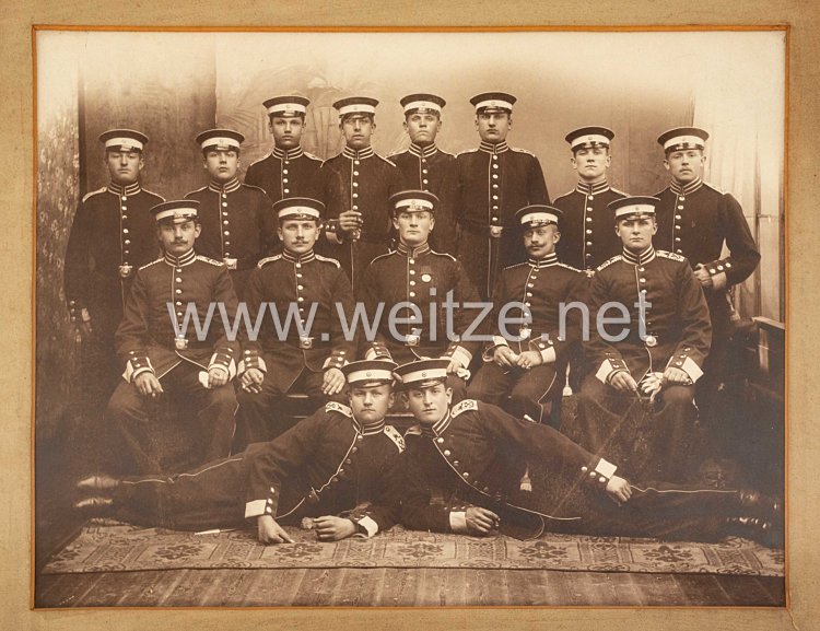 Kaiserliche Marine Gerahmtes Gruppenfoto von Angehörigen des I. Seebataillons Bild 2