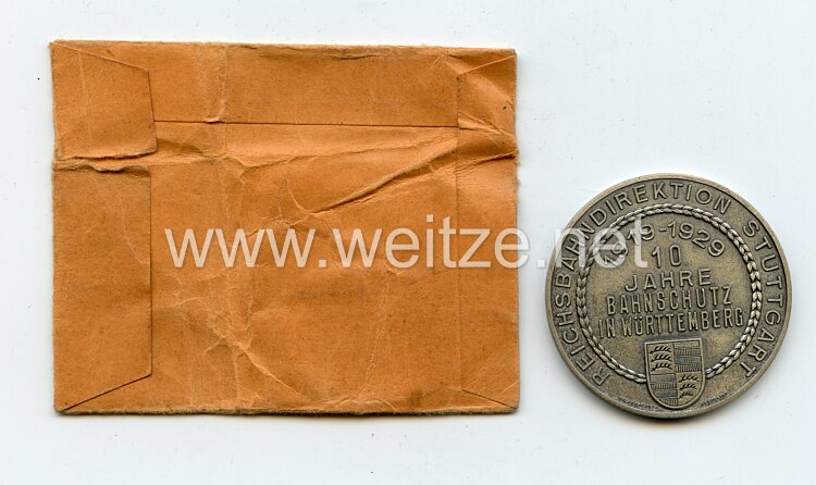 Erinnerungsmedaille Bahnschutz Württemberg - Deutscher Reichsbahnschutz, Reichsbahndirektion Stuttgart 1919-1929 Bild 2
