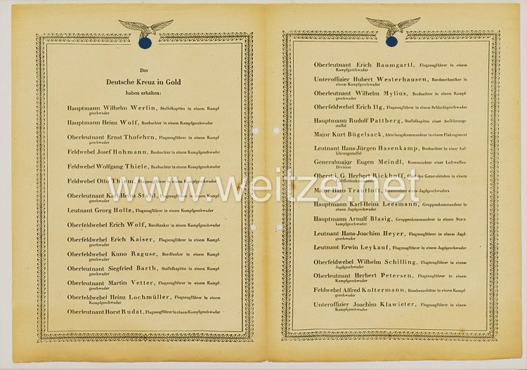 Ehrenliste der Deutschen Luftwaffe - Ausgabe vom 17. August 1942 Bild 2