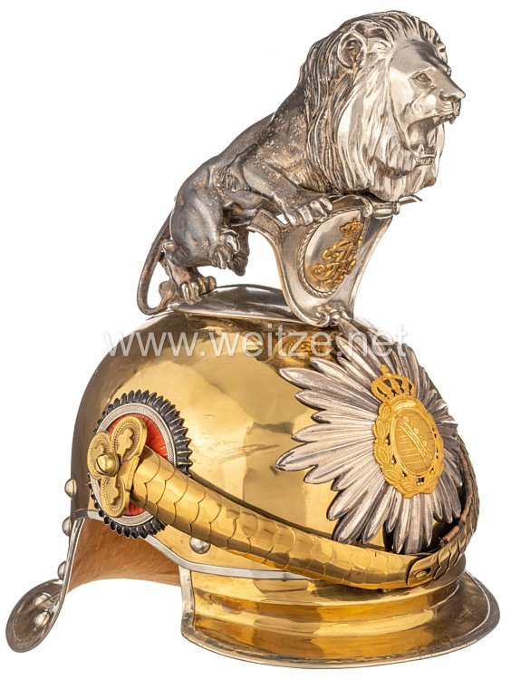 Königreich Sachsen Helm für einen Offizier im Garde-Reiter-Regiment Bild 2