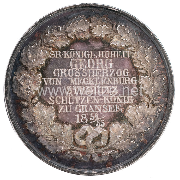 Mecklenburg-Strelitz Silberne Schützenkönig Medaille der Stadt Gransee für Georg Großherzog von Mecklenburg-Strelitz Bild 2