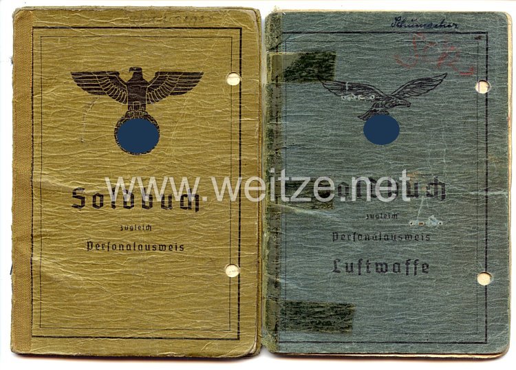 Luftwaffe - Dokumentengruppe für einen späteren Waffen-Unteroffizier der 2.(Pz.)/Schlachtgeschwader 9 mit verliehener italienischer Auszeichnung 