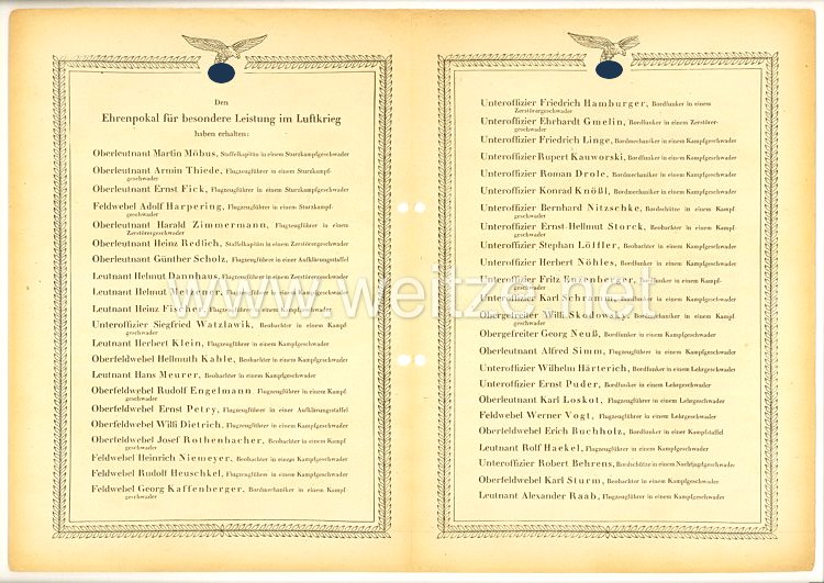 Ehrenliste der Deutschen Luftwaffe - Ausgabe vom 24. August 1942 Pokal Verleihungen Bild 2