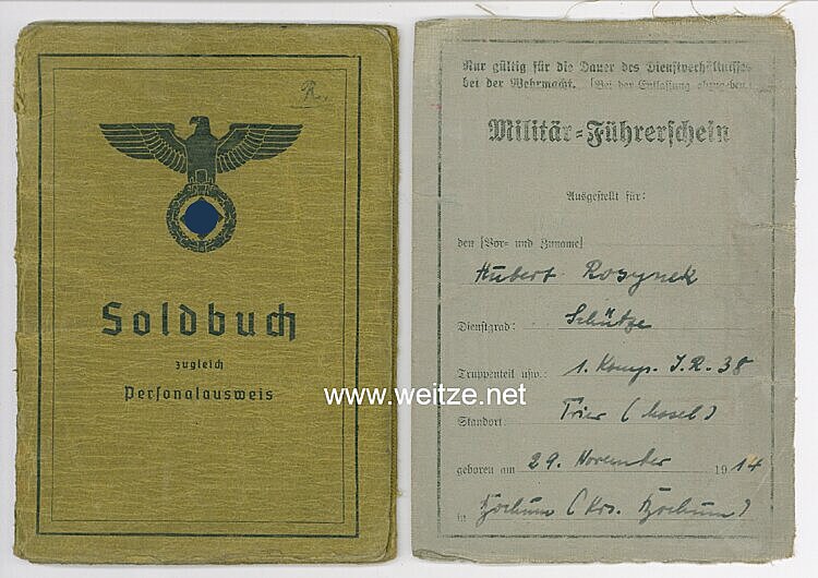 Wehrmacht Soldbuch für einen Inhaber des Fallschirmschützenabzeichen des Heeres Bild 2