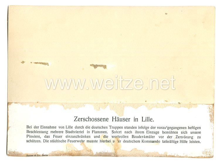 1. Weltkrieg Deutsches Heer Pressefoto: Zerschossene Häuser in Lille Bild 2