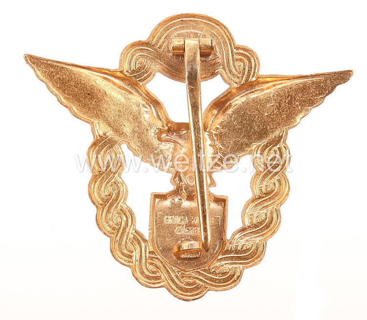 Kroatien 2. Weltkrieg Flugzeugführerabzeichen in Gold - Fertigung nach 1945 Bild 2