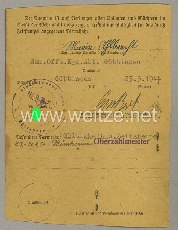 Dienstausweis für eine Frau aus Göttingen Bild 2