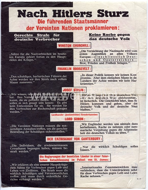 2. Weltkrieg Propagandaflugblatt - 
