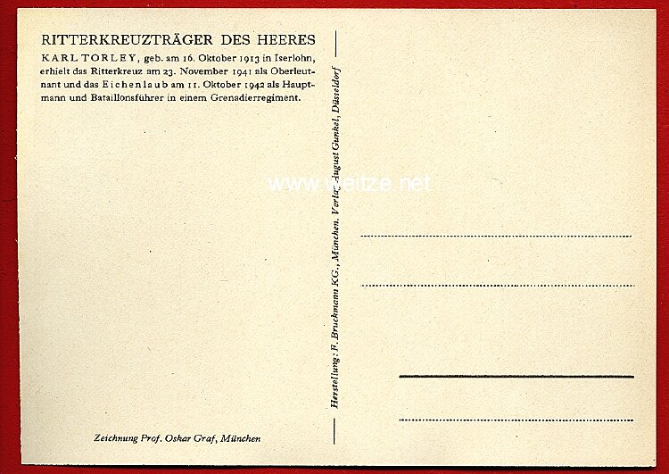 Heer - Propaganda-Postkarte von Ritterkreuzträger Karl Torley Bild 2