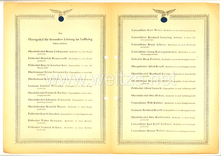 Ehrenliste der Deutschen Luftwaffe - Ausgabe vom 9. November 1942 Bild 2