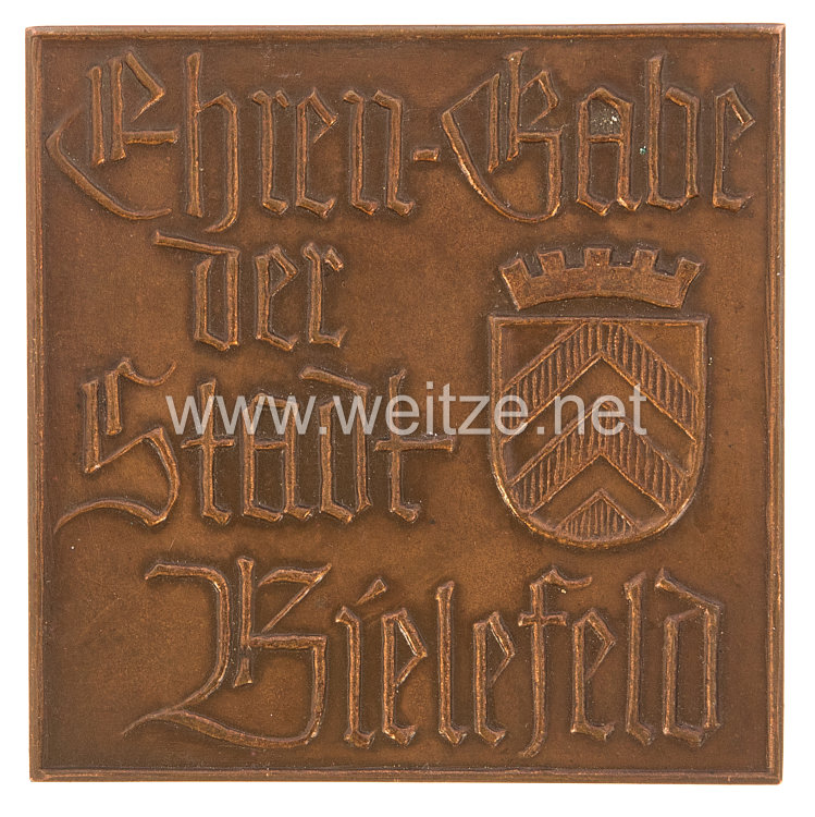 III. Reich nichttragbare Auszeichnungsplakette der Stadt Bielefeld Bild 2