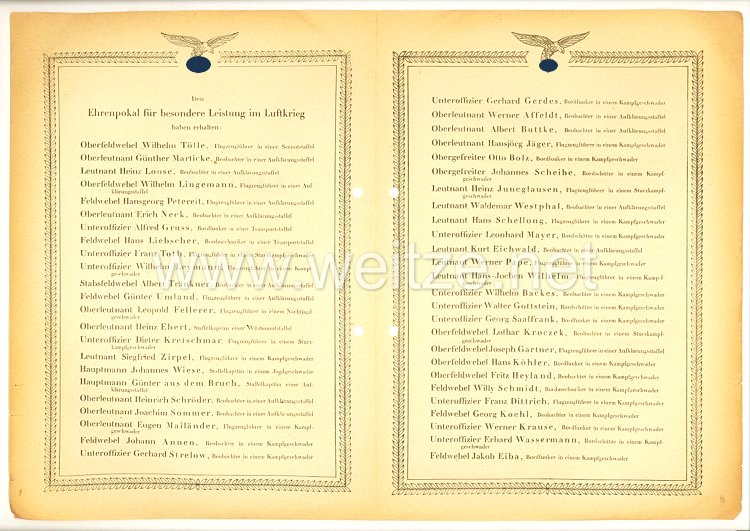 Ehrenliste der Deutschen Luftwaffe - Ausgabe vom 16. November 1942 Bild 2