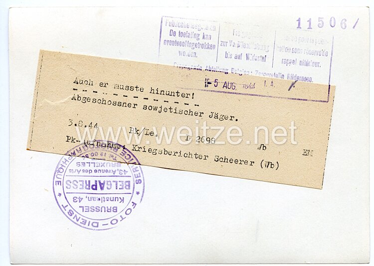 Waffen-SS Pressefoto: Auch er musste hinunter! 3.8.1944 Bild 2