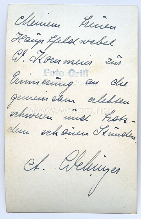Heer - Originalunterschrift und -widmung von Ritterkreuzträger Oberleutnant d.R. Anton Wehinger Bild 2