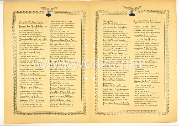 Ehrenliste der Deutschen Luftwaffe - Ausgabe vom 25. Juni 1943 Bild 2