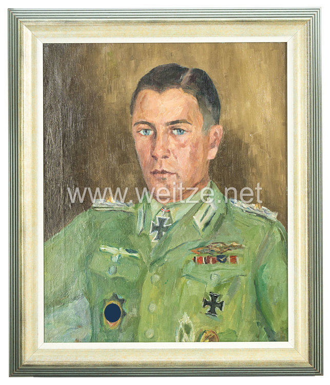 Wehrmacht - Großes Ölgemälde des Ritterkreuzträgers Oberstleutnant Karl Winzen, Kommandeur Grenadier-Regiment 289 Bild 2