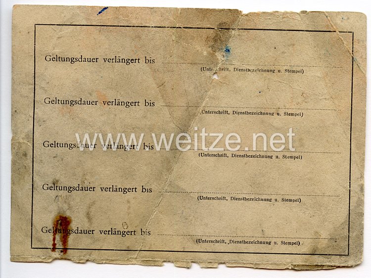III. Reich / Estland - Eisenbahn-Betriebsdirektion Reval - Ausweis für einen Mann des Jahrgangs 1920 in der Deutschen Reichsbahn Bild 2
