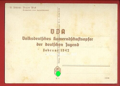 Luftwaffe - Willrich farbige Propaganda-Postkarte - Ritterkreuzträger Major Helmut Wick Bild 2