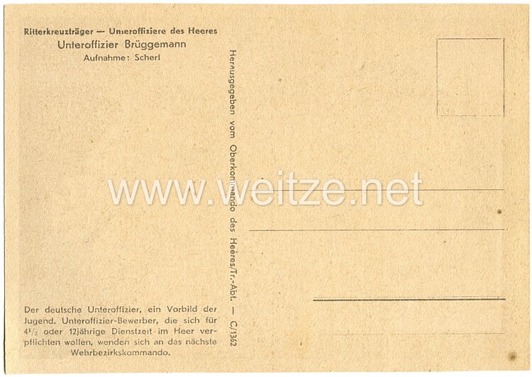 Heer - Propaganda-Postkarte von Ritterkreuzträger Unteroffizier Brüggemann Bild 2