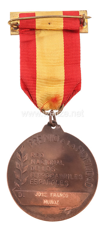 Spanien während der Franco-Diktatur: Nationale Eisenbahngesellschaft Medaille für treue Dienste Bild 2
