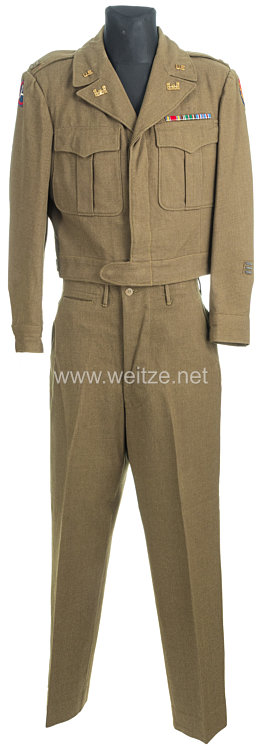 USA War World War 2: US Army Ike Jacket and trousers for a Captain of Engineers Corps - 3rd Army - European Theatre of Operations   Bild 2
