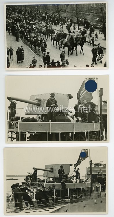 Kriegsmarine Fotogruppe, Totenwache für Botschafter von Hirsch auf dem Britischen Zerstörer H51 - Scout 1936 Bild 2