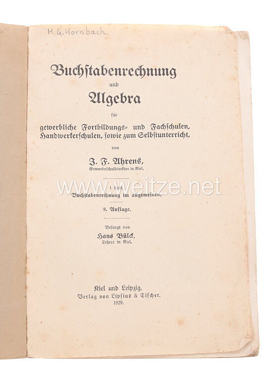Buchstabenrechnung und Algebra 1929, Bild 2