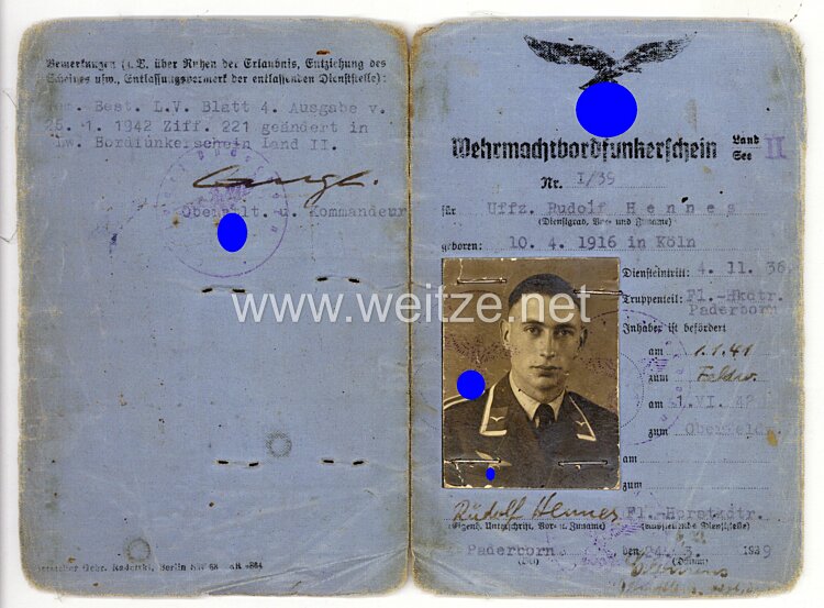 Luftwaffe - Dokumentengruppe für einen späteren Oberfeldwebel der 2./Frontflieger-Sammelgruppe Bild 2