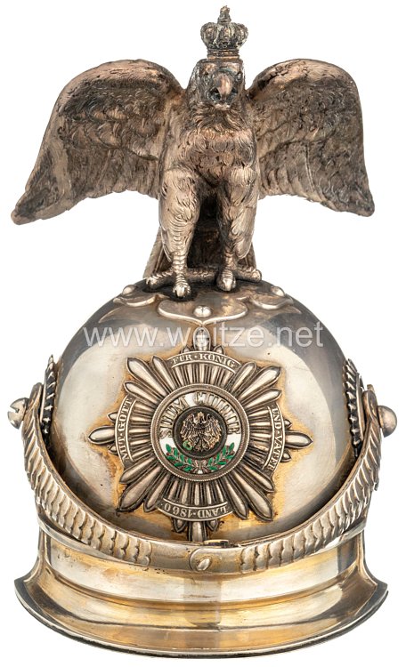 Preußen Helm für Offiziere im Regiment Gardes du Corps bzw. Garde-Kürassier-Regiment - als silbernes Offiziersgeschenk Bild 2