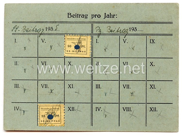 Allgemeine SS - SS-Beitrags-Quittungskarte Bild 2